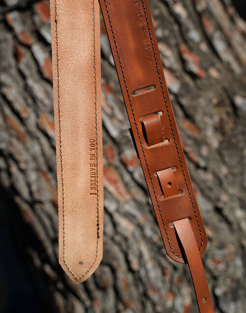 Rogue Journeymen guitar strap with custom stamping