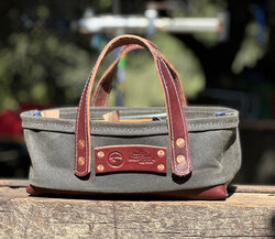 Canvas tool bags with heavy leather bottom for durability