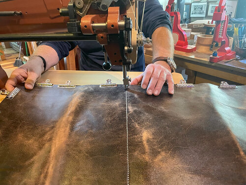 Making of the leather seat cushion for Chad Hagerman's wooden chair