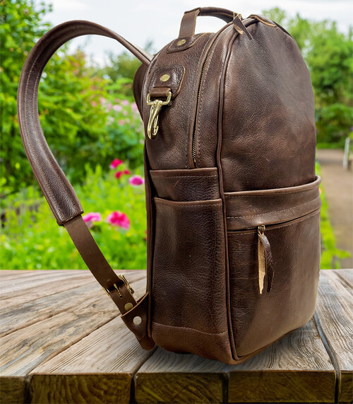 All leather backpack that fits a 16