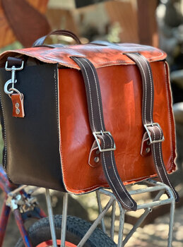 Leather bag for a bicycle rack