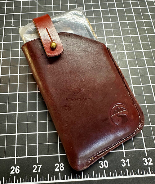 A leather cell phone holder