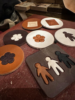 Fun variety of leather coasters with different cut-outs