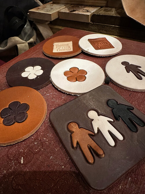 Fun variety of leather coasters with different cut-outs