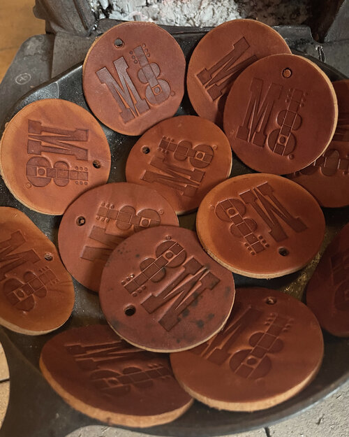 More leather coasters for McCabe's Guitar Shop in Santa Monica